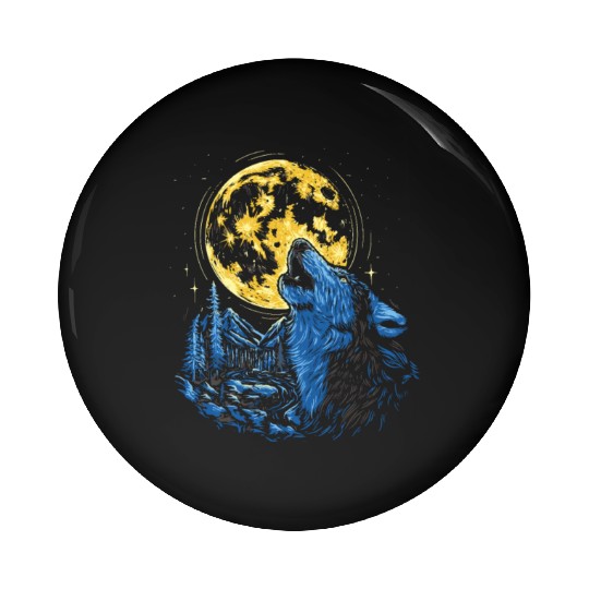 Wolf Moon Forest Wolves Nature Nature Liever Full Pin Buttons