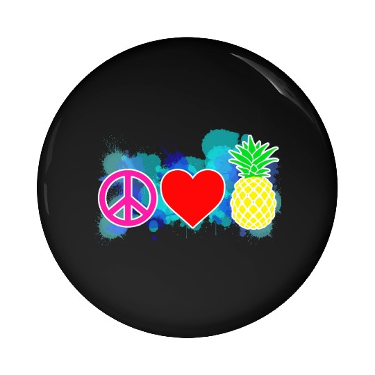 peace love pineapple Pin Buttons