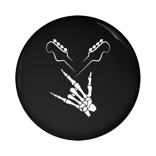Rocker Skeleton Hand Rock On Rock Star Guitar Pin Buttons