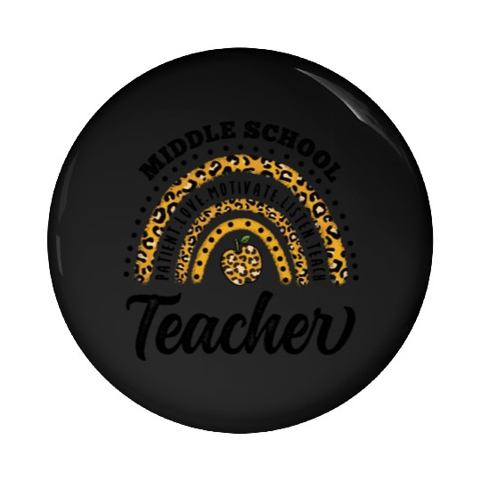 Leopard Print Middle School Teacher Rainbow Pin Buttons