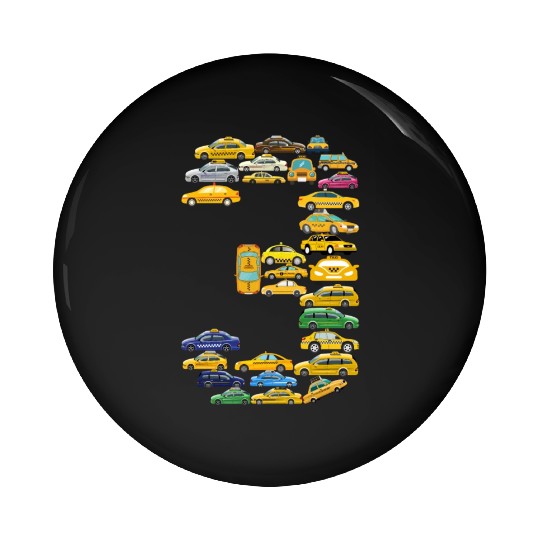 3rd Birthday Gift Taxi Car Boys Kids 3 Year Old Pin Buttons