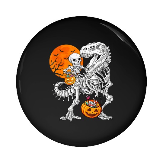 Skeleton Dinosaur T rex Boys Funny Halloween Mummy Pin Buttons