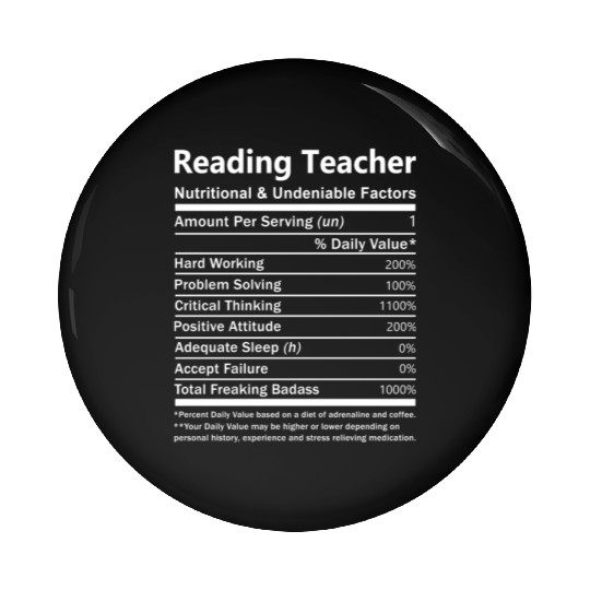 Reading Teacher Pin Buttons - Nutritional And Undeniab