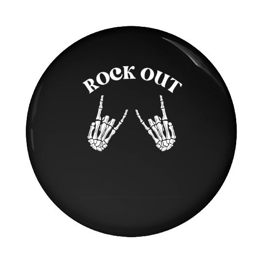rock out skeleton hand pace sign rock and roll Pin Buttons