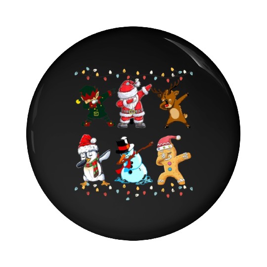 Funny Cute Dabbing Santa Elf Friends Christmas Mem Pin Buttons