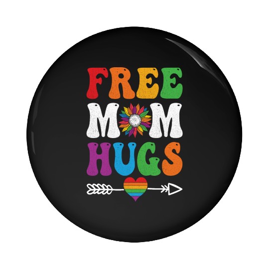 Free Mom Hugs Pin Buttons Sunflower Rainbow Heart LGBT