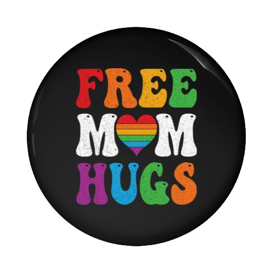 Free Mom Hugs Pride Pin Buttons Rainbow Heart LGBT Pride