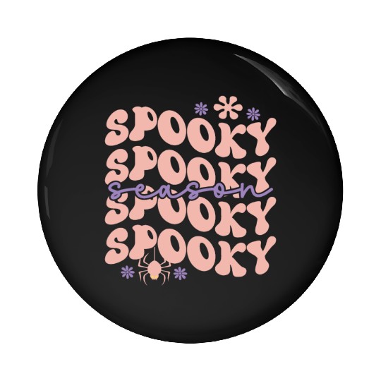 Spooky Spooky Season Cute Retro Wavy Text Design Pin Buttons