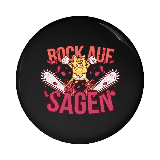 Chainsaw Goat Pin Buttons