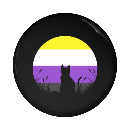 Cat Moon LGBT Nonbinary Flag Pin Buttons