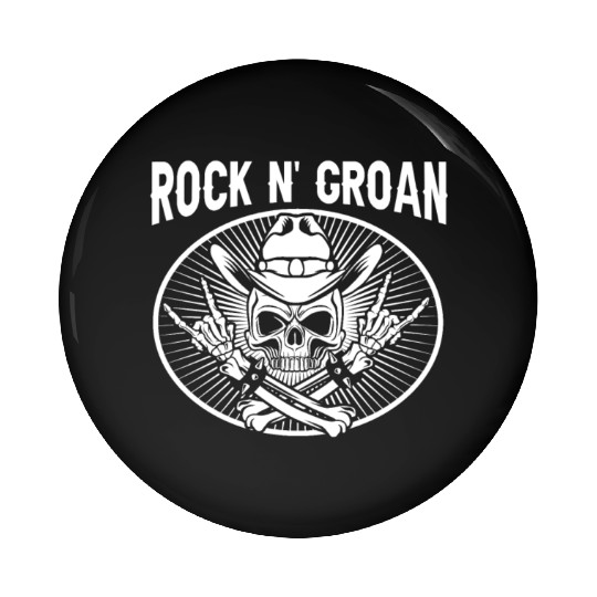 Halloween Cowboy Skeleton Rocker Hand Rock Pin Buttons