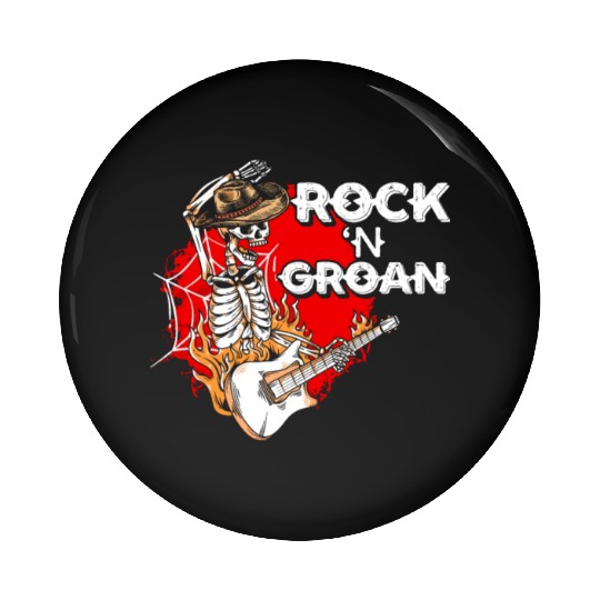 Halloween Cowboy Skeleton Rocker Hand Rock Pin Buttons