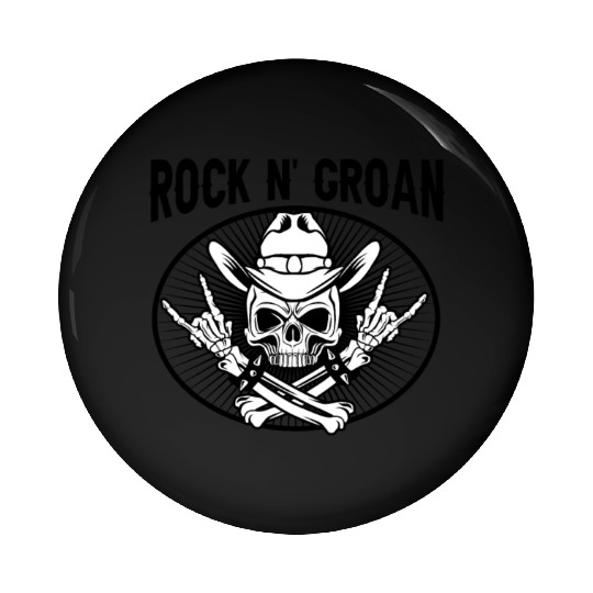 Halloween Cowboy Skeleton Rocker Hand Rock Pin Buttons