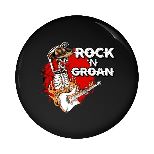 Halloween Cowboy Skeleton Rocker Hand Rock Pin Buttons