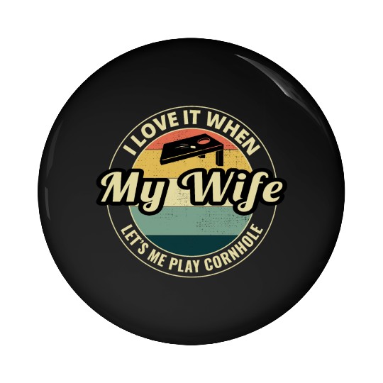 Cornhole Bean Bag Toss Lawn Game Husband Wife Pin Buttons
