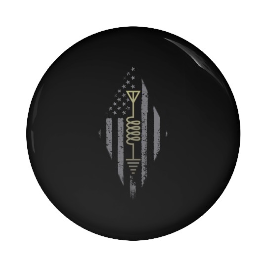 Ham Radio Operator US Flag Art Pin Buttons