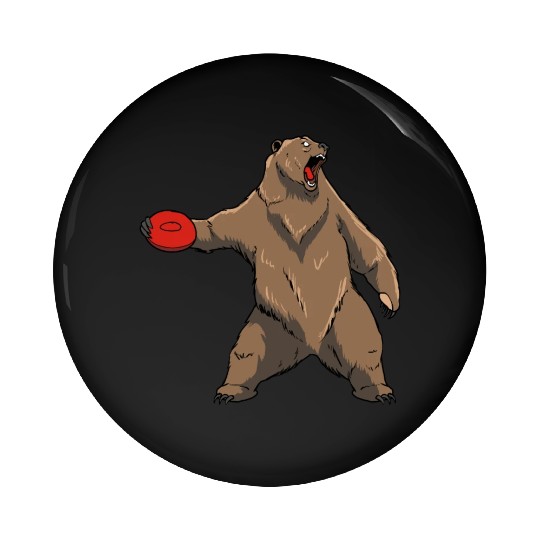Disc Golf Grizzly Brown Bear Pin Buttons
