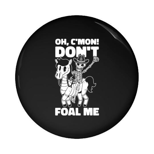 Halloween Cowboy Skeleton Foal Horse Riding Pin Buttons