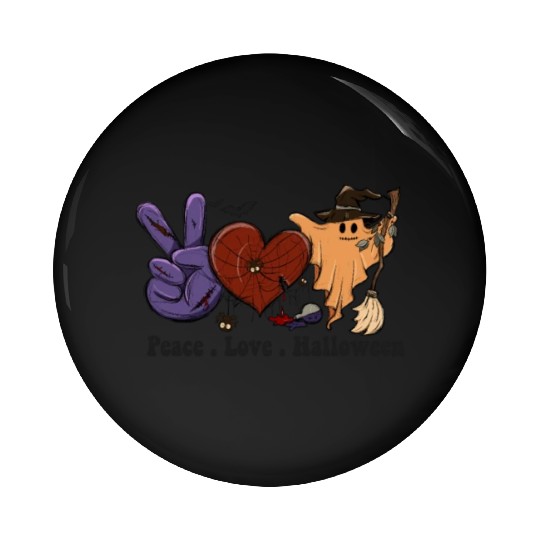 Fun Halloween Designs Peace Love Halloween Pin Buttons