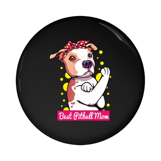 Retro Pitbull Dog Mom Lover Cartoon Pin Buttons