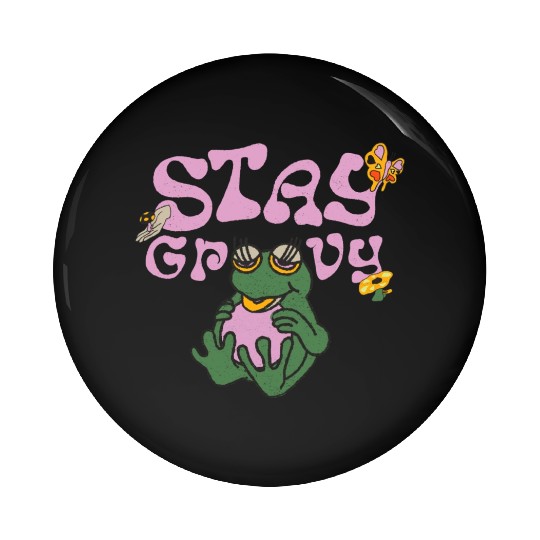 Stay Grvy - Pink Dark Green Typecentric Pin Buttons