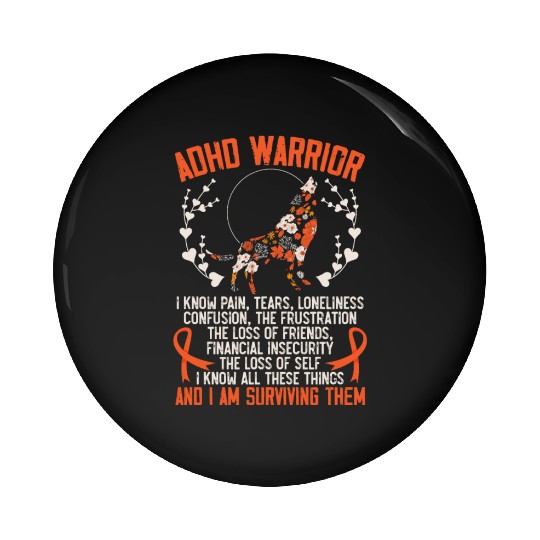 ADHD Warrior Embrace Neurodiversity ADHD Awareness Pin Buttons