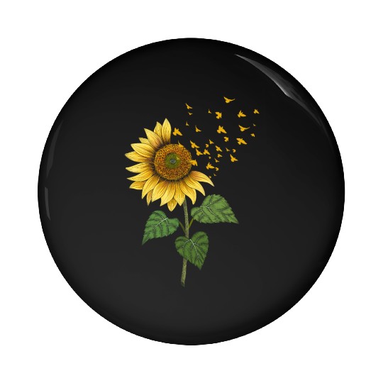 Sunflower Birds Cute Floral Birdwatching Pin Buttons