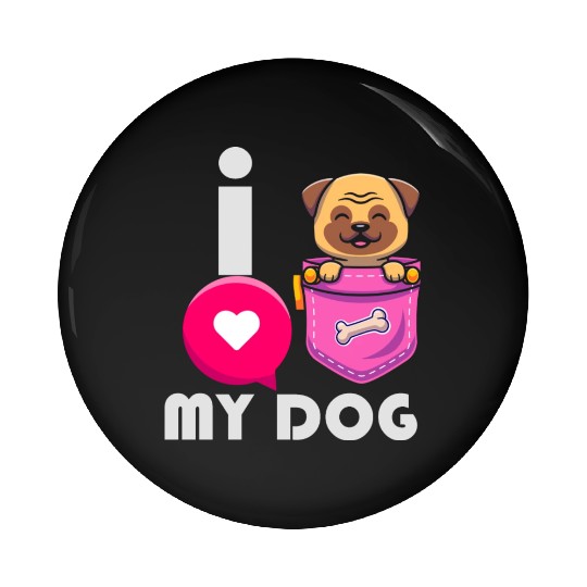 I Love My Dog Funny Pug Dad Pugfather Pet Dog Enth Pin Buttons