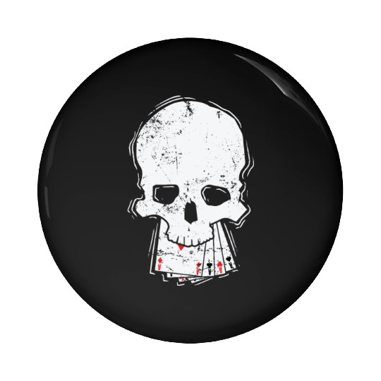 Skull with Cards Skat or Poker Card Game Pin Buttons
