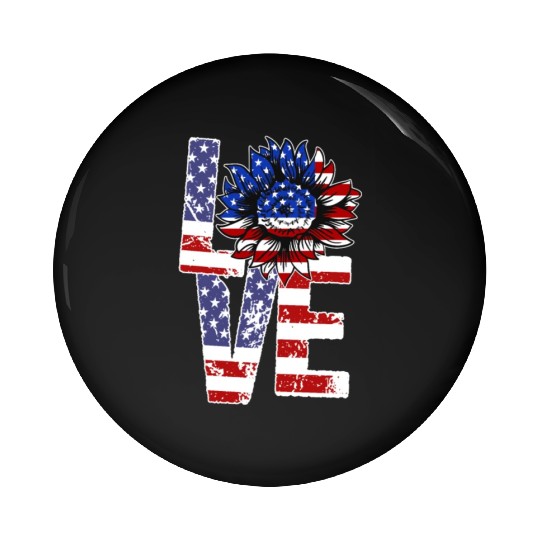 Love Sunflower USA 4th of July Pride Pin Buttons