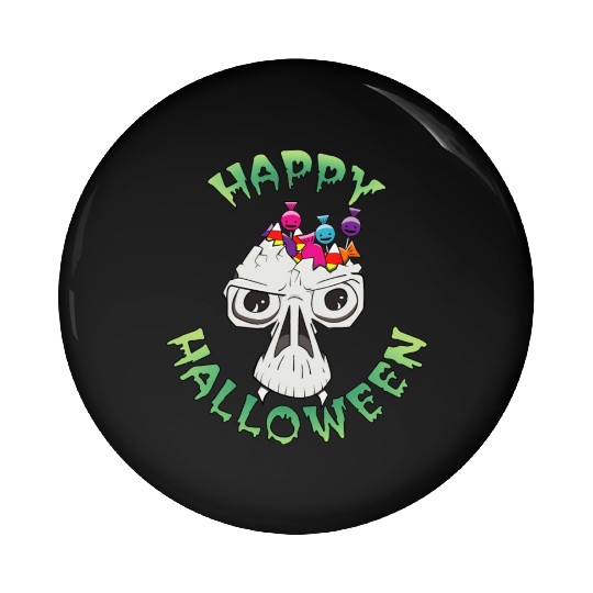 Candy Skull Happy Halloween Cartoon Pin Buttons