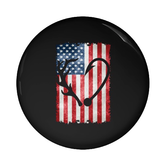 Deer Hunting American Flag Pin Buttons
