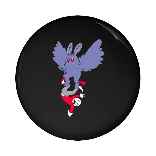 Mothman Abducting Human Goth Cryptid Funny Mothman Pin Buttons