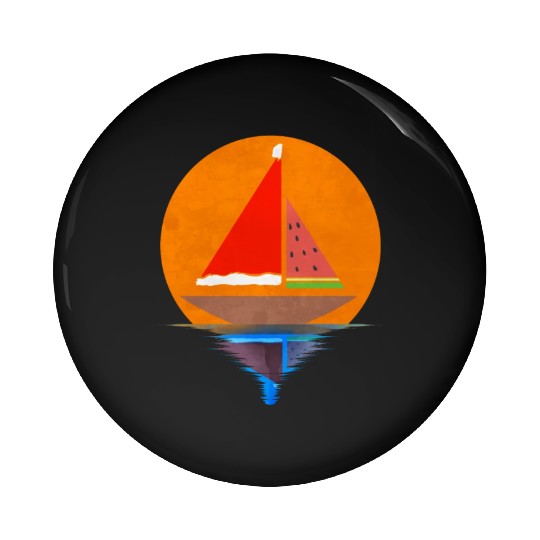 Sundown Sailing Ship Santas Hat Watermelon Pin Buttons
