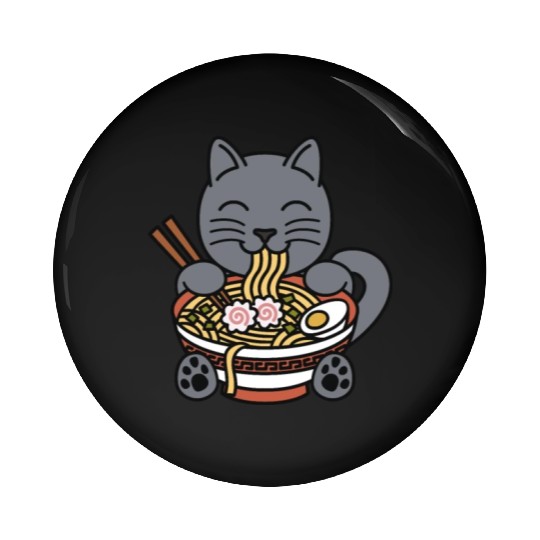 British Shorthair Cat Ramen Noodles Pin Buttons