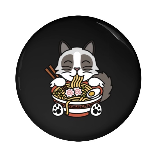 Ragdoll Cat Ramen Noodles Pin Buttons