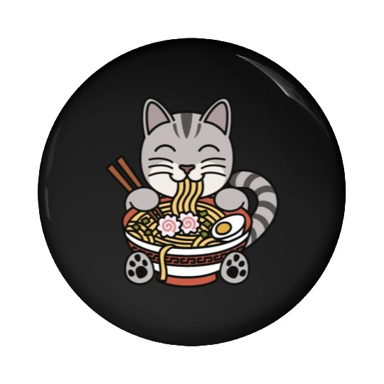 American Shorthair Cat Ramen Noodles Pin Buttons