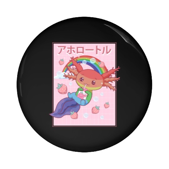 Kawaii Axolotl Strawberry Milk Gay Pride Pin Buttons