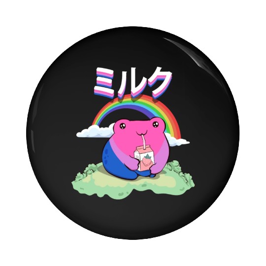 Kawaii Frog Strawberry Milk Bisexual Pride Flag Pin Buttons