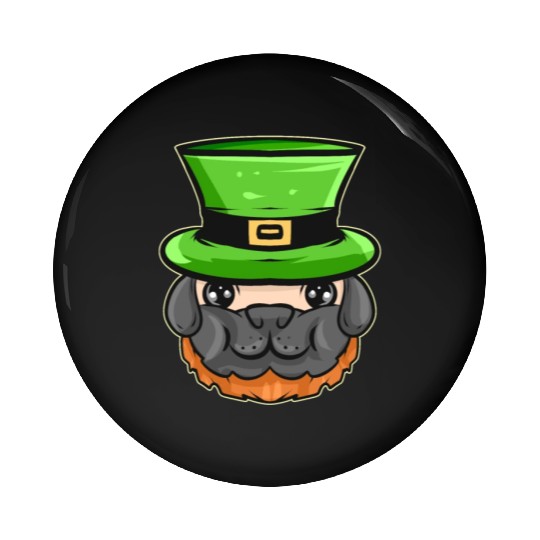 Kawaii Pug With Red Beard And Green Hat For St. Pin Buttons