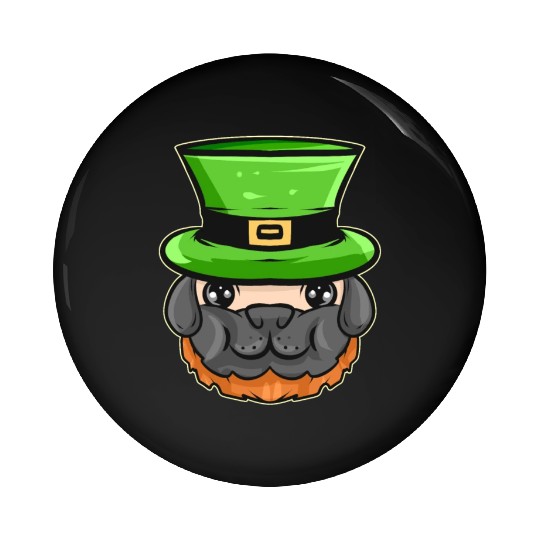 Kawaii Pug With Red Beard And Green Hat For St. Pin Buttons