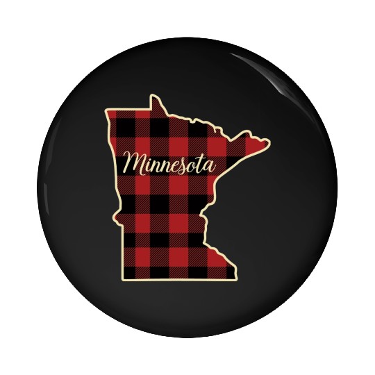 Minnesota Buffalo Plaid Silhouette Home State Pin Buttons