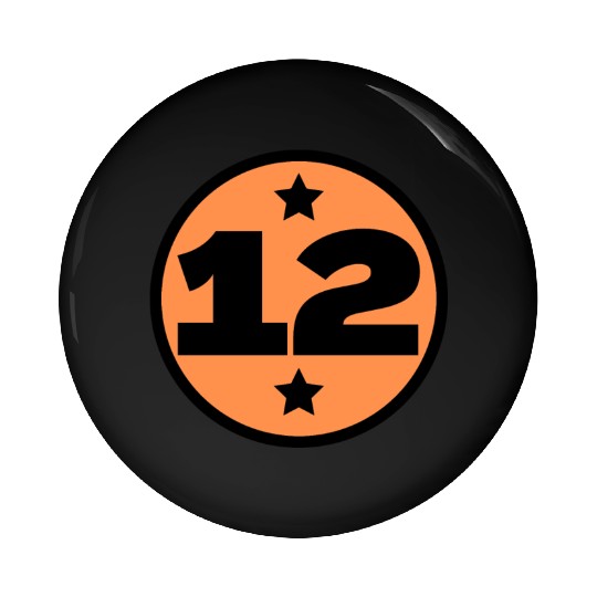 12 Circle Orange Black Birthday Age Pin Buttons