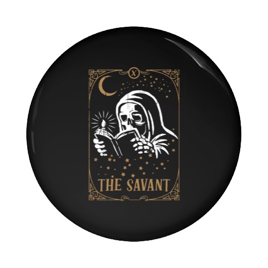 Skeleton Savant Tarot Card Occult Club Gothic Pin Buttons