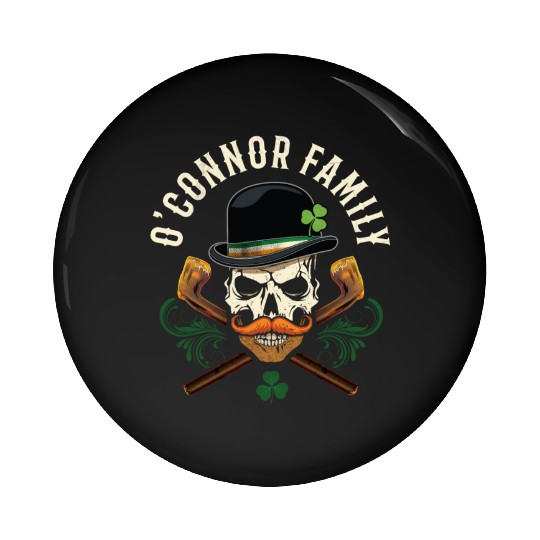 O'Connor Family Irish Skull with Shillelagh Pin Buttons