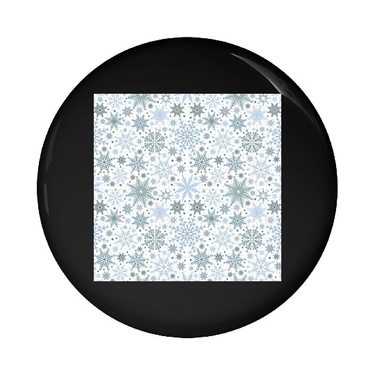 Modern Snowflakes Pattern White Blue Pin Buttons