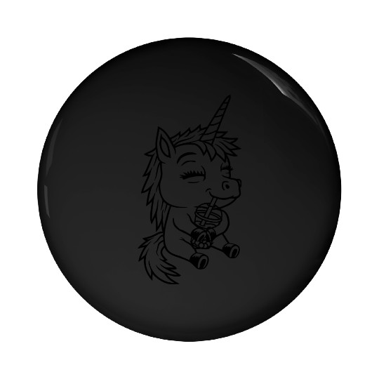 unicorn drinking boba tea Pin Buttons