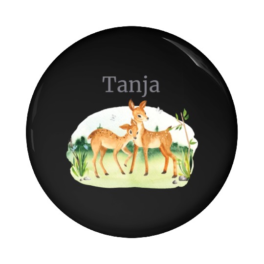 Forest Animal Deer Flowers Name Tanja Pin Buttons