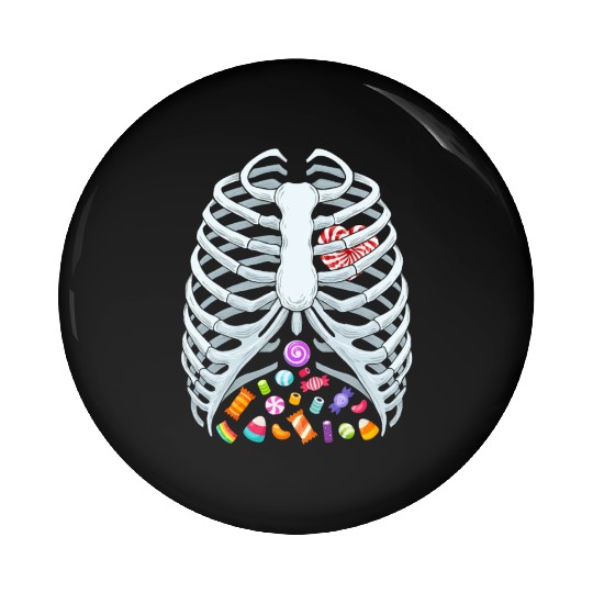 Funny Candy Skeleton Rib Cage Halloween Costume Pin Buttons