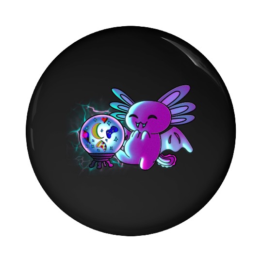 Axolotl Vampire Crystal Ball Pin Buttons